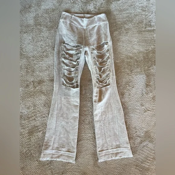 NoMad By Alina Mira Handwoven Hemp Beige Linen Pants- Size S